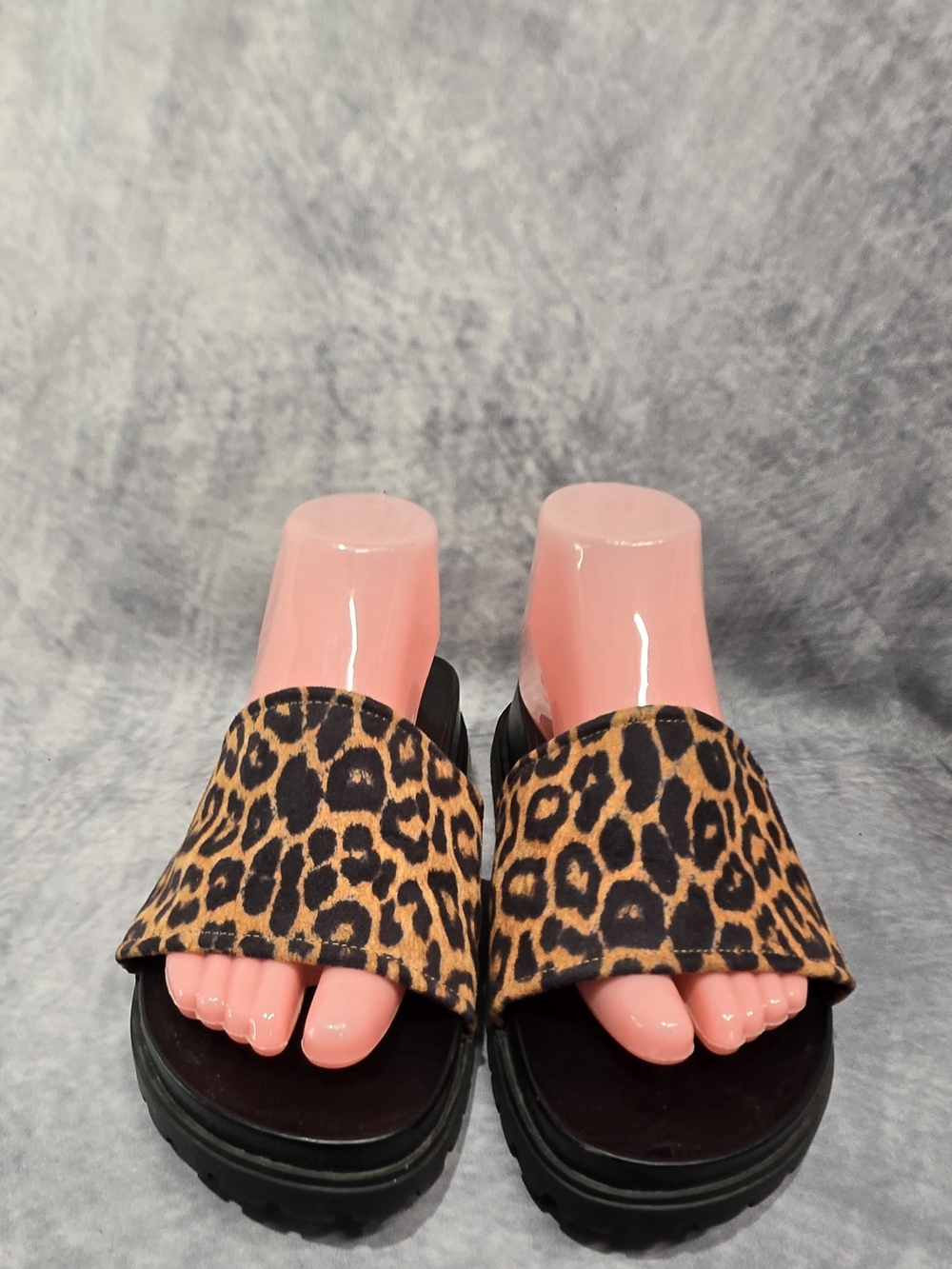 Nine West Leopard-Print Slide Mules in Black and Tan